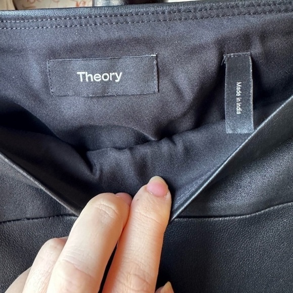 Theory Leather Pants Yoke Urban Crop Flare in Black - Picture 5 of 6